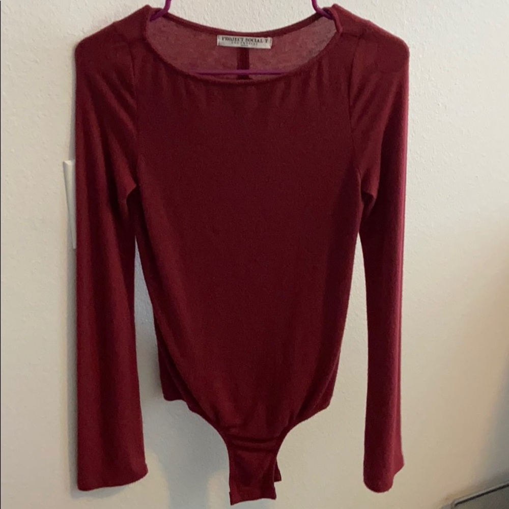 Red long sleeve body suite